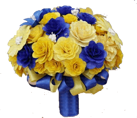 Yellow, Blue Roses Bouquet - PNG gratuit