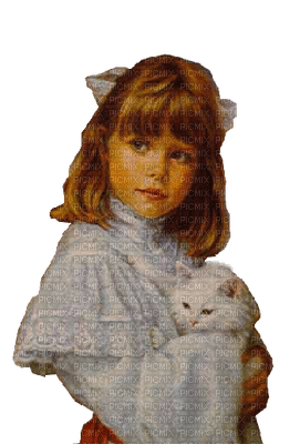 child and cat - gratis png