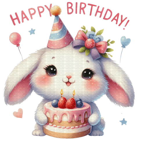 sm3 rabbit pink birthday image png cute - ilmainen png