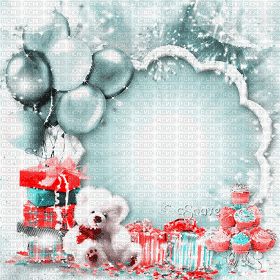 soave background animated birthday teal pink - Free animated GIF