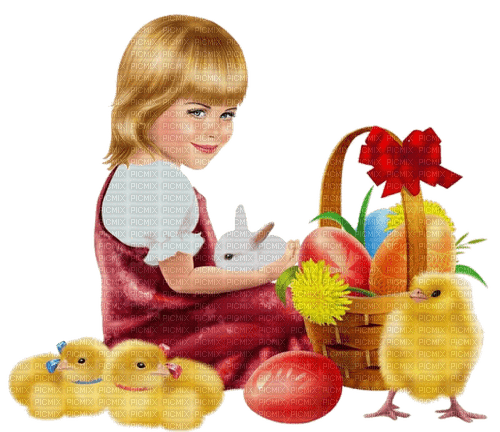 Easter. Girl. Chicken. Egg. Leila - Free PNG