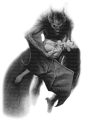 Y.A.M._Gothic bat Dracula woman black-white - PNG gratuit