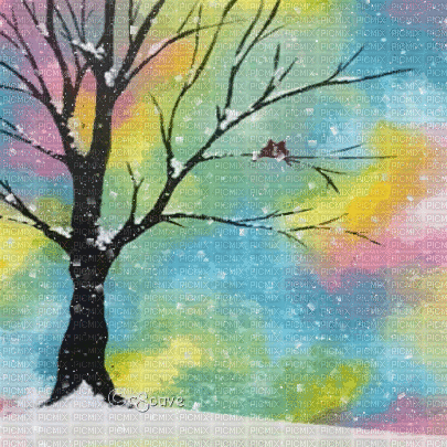 soave background animated winter forest tree - Nemokamas animacinis gif