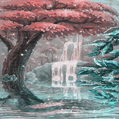 soave background animated tree waterwall water - Darmowy animowany GIF