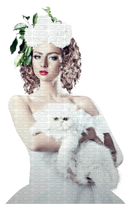 woman and cat - Free PNG