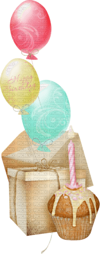 kikkapink deco scrap birthday cake balloons - PNG gratuit