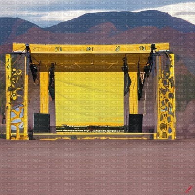 Yellow Music Stage in a Canyon - nemokama png