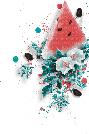 soave  deco summer watermelon flowers scrap - δωρεάν png