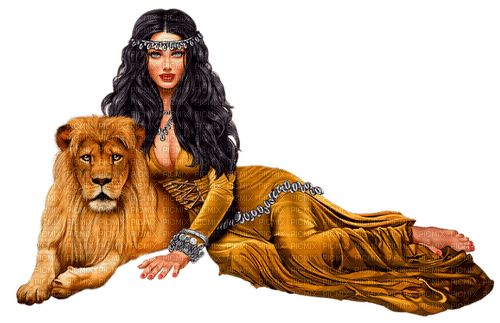 fantasy woman with lion by  nataliplus - zadarmo png