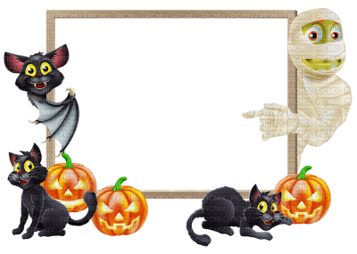 deco frame halloween black cat - PNG gratuit