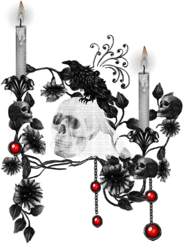 soave deco gothic halloween candle flowers skull - 免费PNG