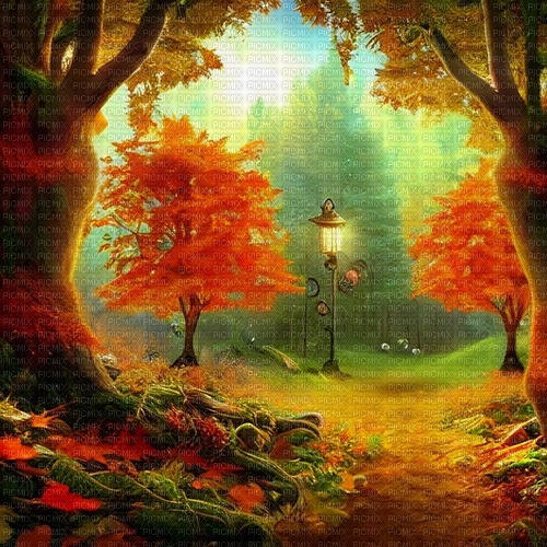 kikkapink autumn fantasy background forest - ücretsiz png