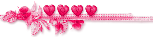 Hearts.Ribbon.Flower.Leaves.Text.Love.Pink - gratis png