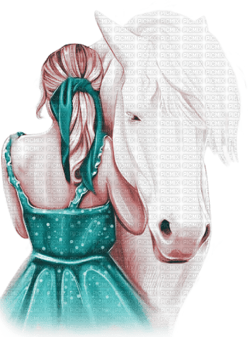 soave woman horse pink teal - δωρεάν png
