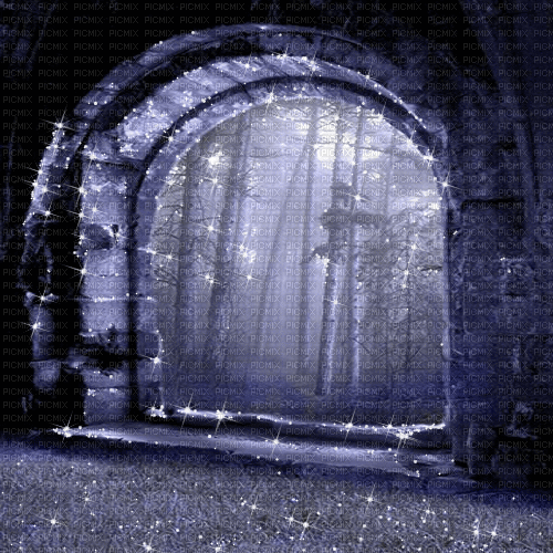 dolceluna autumn blue background castle forest - Gratis geanimeerde GIF