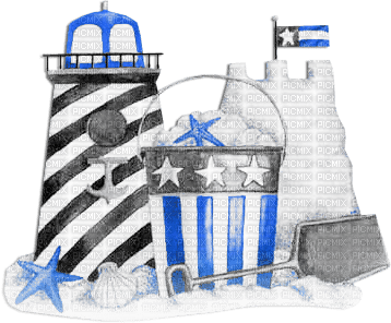 soave deco summer castle sand lighthouse patriotic - gratis png