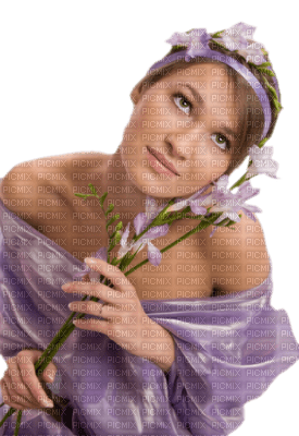 Kaz_Creations Woman Femme Purple Flowers - PNG gratuit