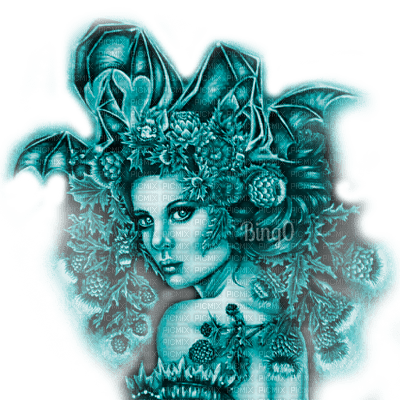 Y.A.M._Gothic Fantasy woman blue - gratis png