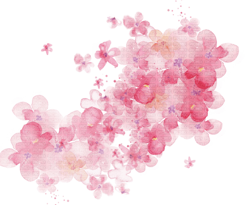 Pink flowers soft overlay deco [Basilslament] - png ฟรี