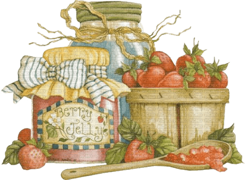 Marmelade, Gläser, Erdbeeren - zdarma png