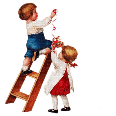 children on ladder - PNG gratuit