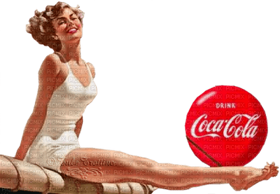 vintage coca cola  woman femme - 免费PNG