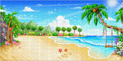 pixel beach scene - Free animated GIF