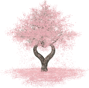 pink  tree flowers heart - 免费PNG
