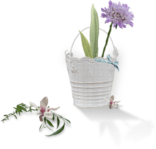Corbeille Blanc Fleur Violet :) - gratis png
