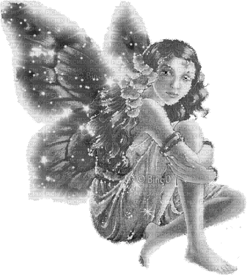 Y.A.M._Fantasy fairy black-white - 免费动画 GIF