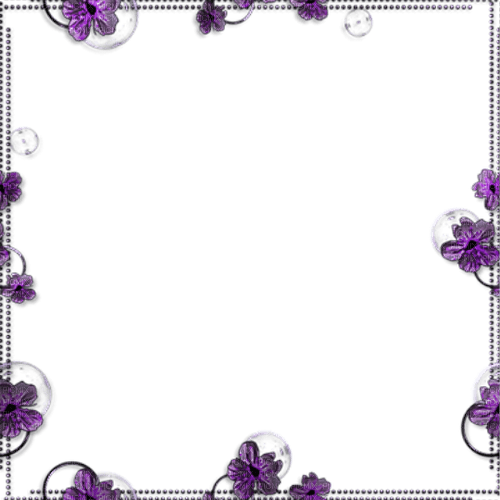Dark purple flowers frame deco [Basilslament] - Free PNG