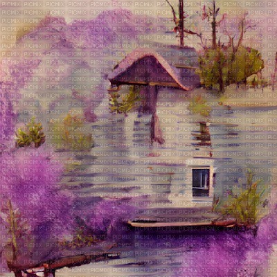 Purple Vintage cottage by the Lake - PNG gratuit