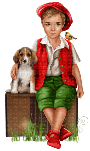 POJKE OCH HUND---BOY AND DOG--BARN--CHILD - PNG gratuit