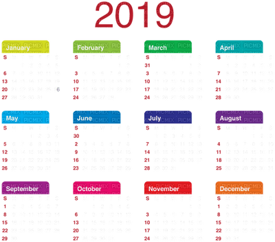 Kaz_Creations New Year Deco 2019 Calendar - PNG gratuit