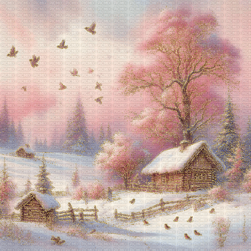 Winter landscape - Bezmaksas animēts GIF