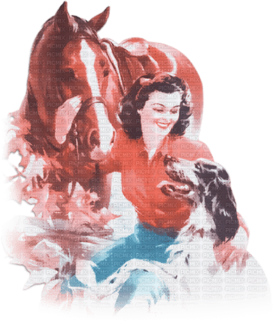 soave woman horse vintage dog autumn - PNG gratuit
