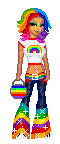 rainbow animated pixel doll gif 2000s - Бесплатный анимированный гифка