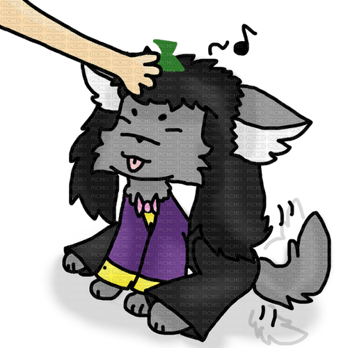 Chibi nu pogadi wolf in a tux getting headpats - gratis png