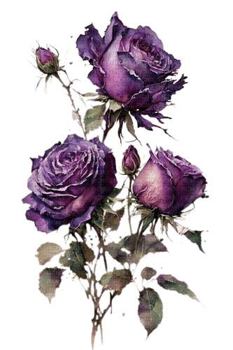 roses mauves vintage - 無料png