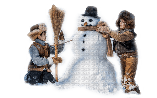 Winter hiver  enfants children snowman - ücretsiz png