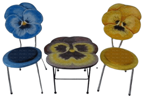 floral table and chairs - gratis png