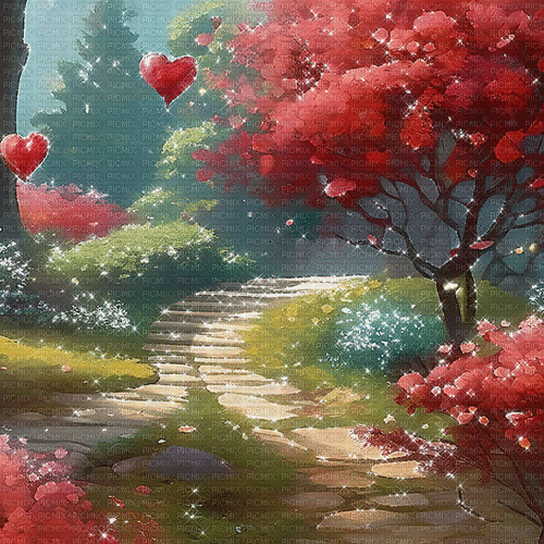 ♡§m3§♡ landscape vday red nature animated - GIF animate gratis