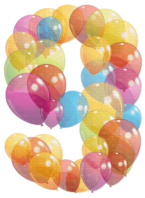 Kaz_Creations Numbers Number 9 Balloons - png grátis