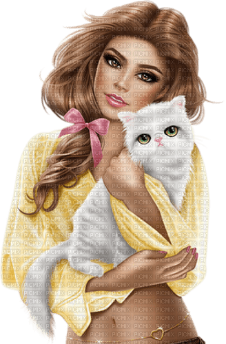 Woman with her cat. Leila - png gratis