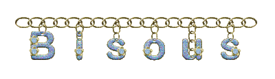 text bisous letter deco  friends family gif anime animated animation tube blue bleu gold chaîne chain coin - GIF animado grátis