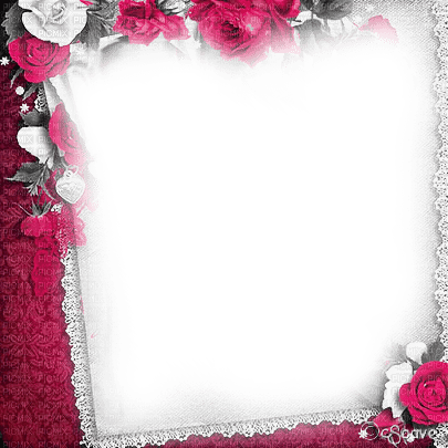 soave frame vintage flowers rose lace black white - 無料png