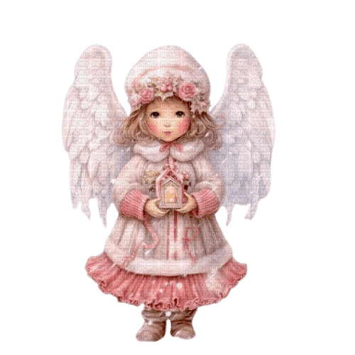 Winter Pink Angel - PNG gratuit