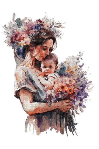 loly33 mère enfant aquarelle - δωρεάν png