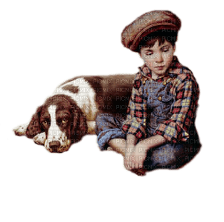 niño perro  campo vintage  dubravka4 - zdarma png