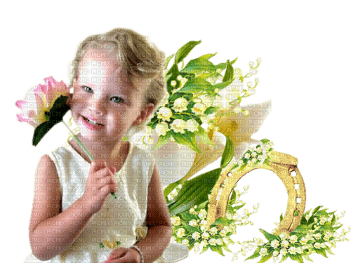 Child with Lily of the Valley/ enfant avec Muguet - 免费PNG